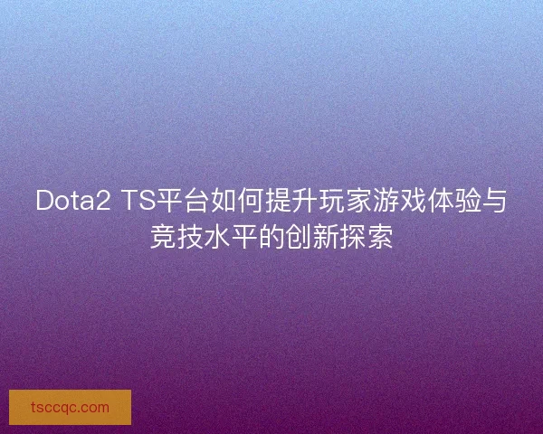 Dota2 TS平台如何提升玩家游戏体验与竞技水平的创新探索