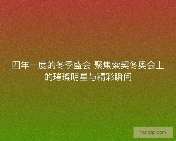 四年一度的冬季盛会 聚焦索契冬奥会上的璀璨明星与精彩瞬间