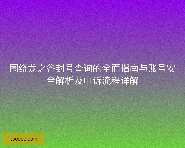 围绕龙之谷封号查询的全面指南与账号安全解析及申诉流程详解