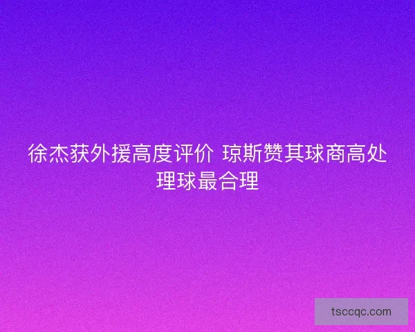 徐杰获外援高度评价 琼斯赞其球商高处理球最合理